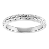 14K White 3 mm Wheat Pattern Flat Band Size 7