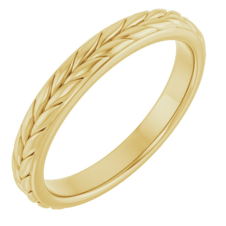 14K Yellow Gold 3 mm Wheat Pattern Flat Band Size 7