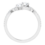 14K White Gold 4 mm Round 5/8 CTW Natural Diamond Two-Stone Ring