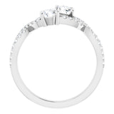 14K White 4 mm Round 5/8 CTW Natural Diamond Two-Stone Ring