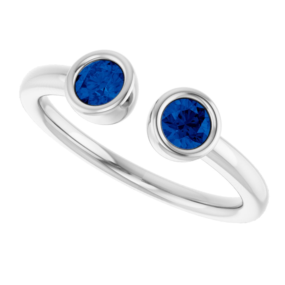 Platinum Lab-Grown Blue Sapphire Two-Stone Ring