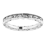 14K White 2.5 mm Floral Flat Band