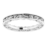 14K White Gold 2.5 mm Floral Flat Band Size 4.5
