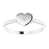 14K White .01 CT Natural Diamond Youth Heart Ring