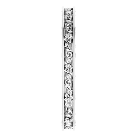 14K White Gold 2.5 mm Floral Flat Band Size 7
