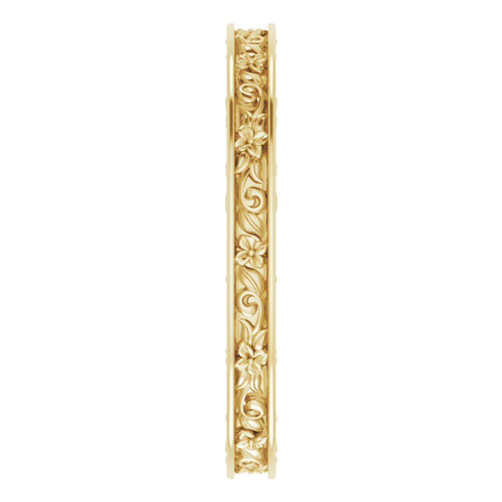 14K Yellow 2.5 mm Floral Flat Band