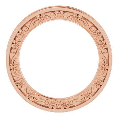 14K Rose Gold 2.5 mm Floral Flat Band Size 4