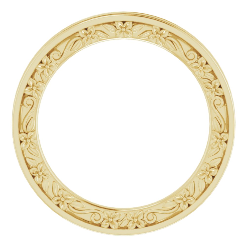 14K Yellow Gold 2.5 mm Floral Flat Band Size 6.5