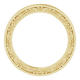 14K Yellow Gold 2.5 mm Floral Flat Band Size 6.5