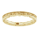 14K Yellow 2.5 mm Floral Flat Band