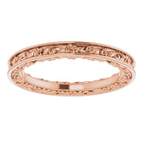 14K Rose Gold 2.5 mm Floral Flat Band Size 7