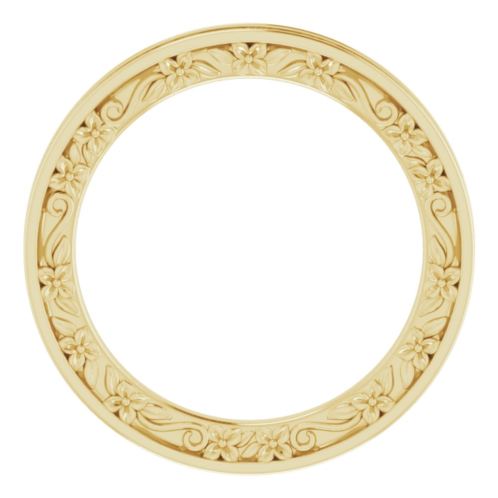 10K Yellow Gold 2.5 mm Floral Flat Band Size 7