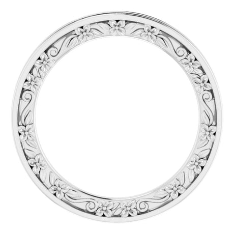 10K White Gold 2.5 mm Floral Flat Band Size 7