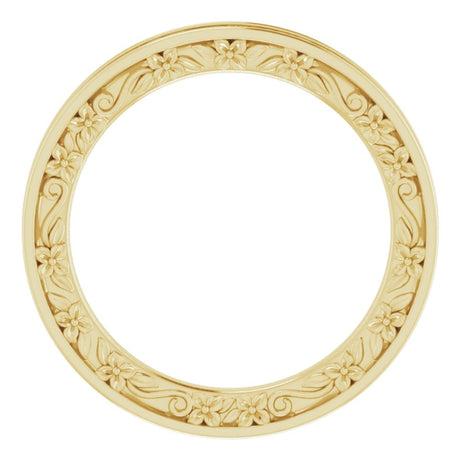 14K Yellow 2.5 mm Floral Flat Band