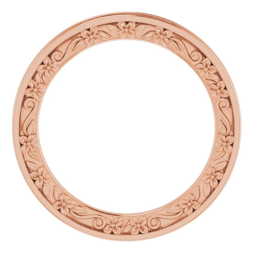 14K Rose Gold 2.5 mm Floral Flat Band Size 7