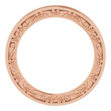 14K Rose Gold 2.5 mm Floral Flat Band Size 7