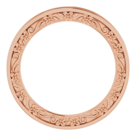14K Rose Gold 2.5 mm Floral Flat Band Size 7