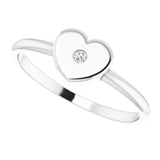 Platinum .01 CT Natural Diamond Youth Heart Ring