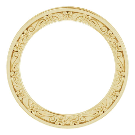 14K Yellow 2.5 mm Floral Flat Band Size 7.5