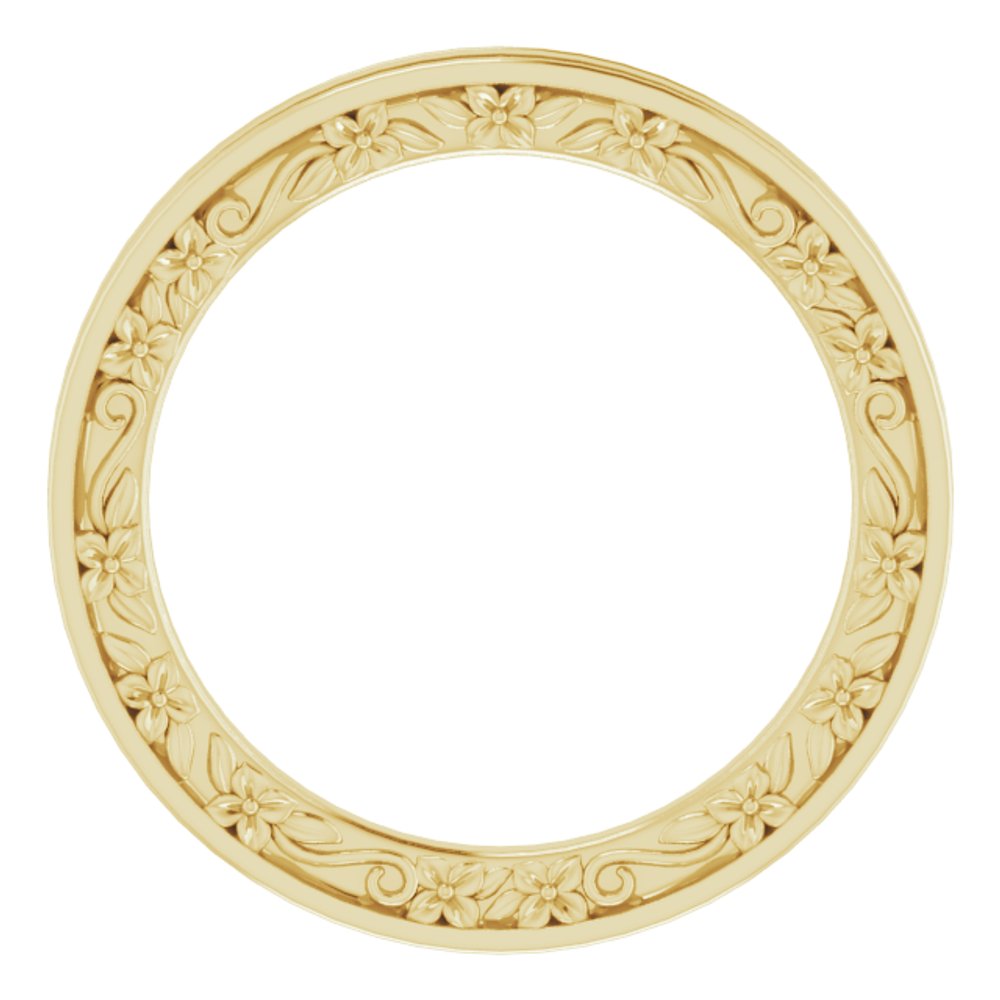 14K Yellow Gold 2.5 mm Floral Flat Band Size 7.5