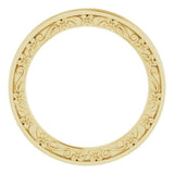14K Yellow Gold 2.5 mm Floral Flat Band Size 7.5