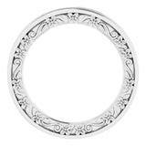 14K White 2.5 mm Floral Flat Band