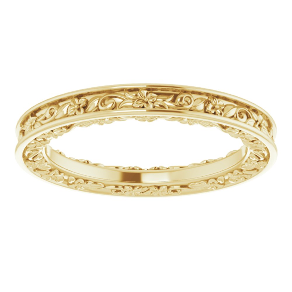 14K Yellow 2.5 mm Floral Band Size 6