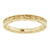 14K Yellow Gold 2.5 mm Floral Flat Band Size 6.5