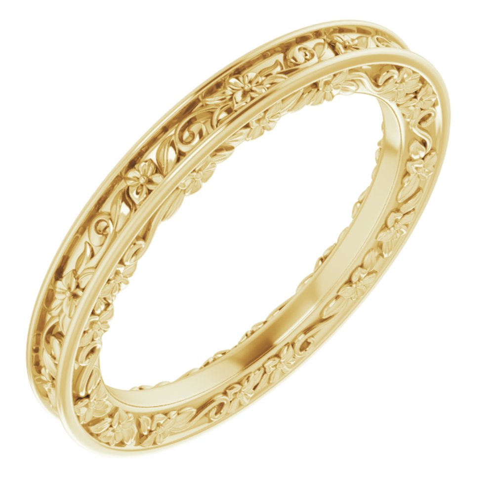 10K Yellow Gold 2.5 mm Floral Flat Band Size 7