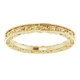 14K Yellow 2.5 mm Floral Flat Band Size 7.5