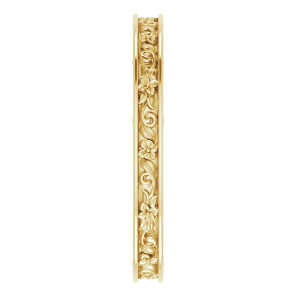 14K Yellow 2.5 mm Floral Band Size 6