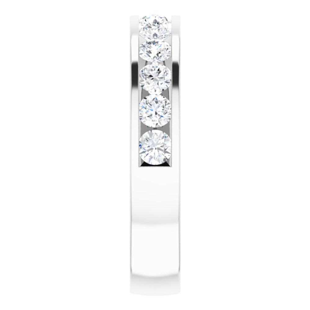 14K White 1 CTW Natural Diamond Channel-Set Matching Band