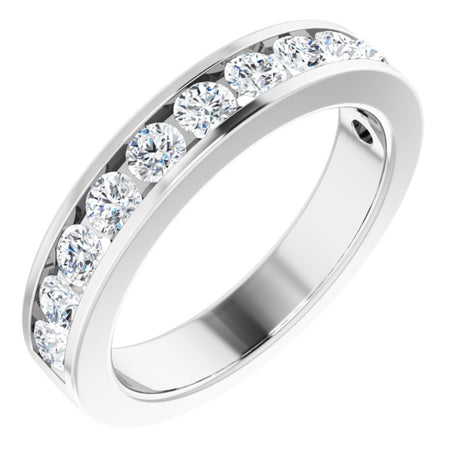 14K White 1 CTW Natural Diamond Channel-Set Matching Band