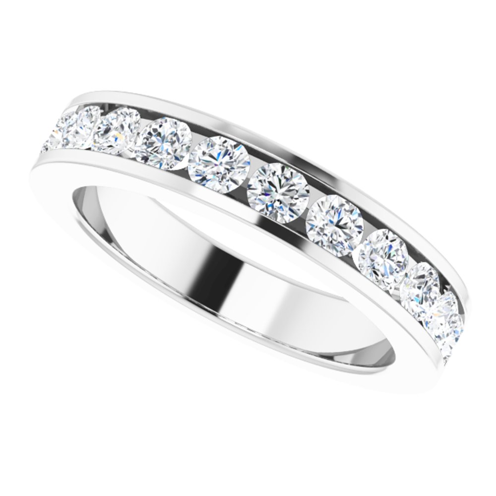 14K White 1 CTW Natural Diamond Channel-Set Matching Band