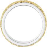 14K White/Yellow Gold 7 mm Floral Inlay Flat Band Size 10