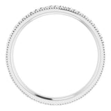 14K White 3 mm Milgrain Edge Celtic-Inspired Flat Band Size 6.5