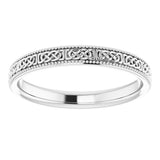 Sterling Silver 3 mm Milgrain Edge Celtic-Inspired Flat Band Size 8