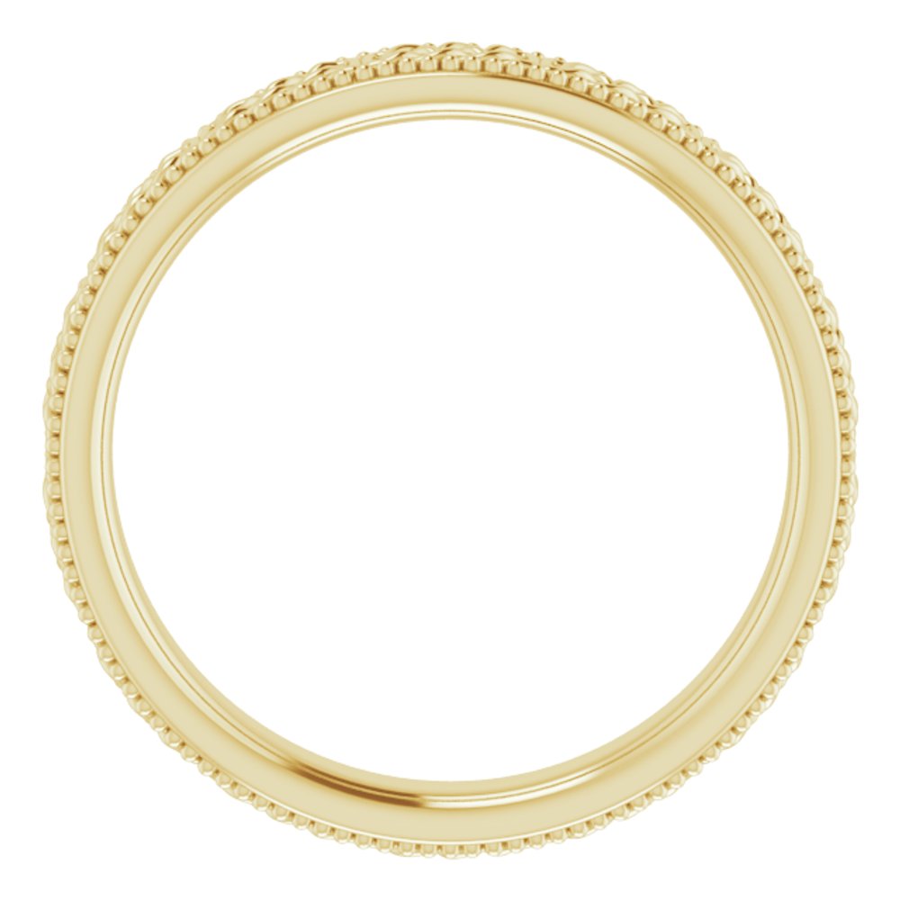 14K Yellow Gold 3 mm Milgrain Edge Celtic-Inspired Flat Band Size 4.5