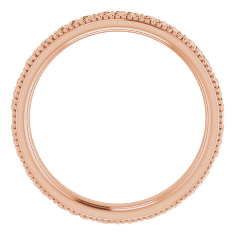 14K Rose 3 mm Milgrain Edge Celtic-Inspired Flat Band Size 4