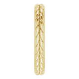 14K Yellow Gold 3 mm Wheat Pattern Flat Band Size 5
