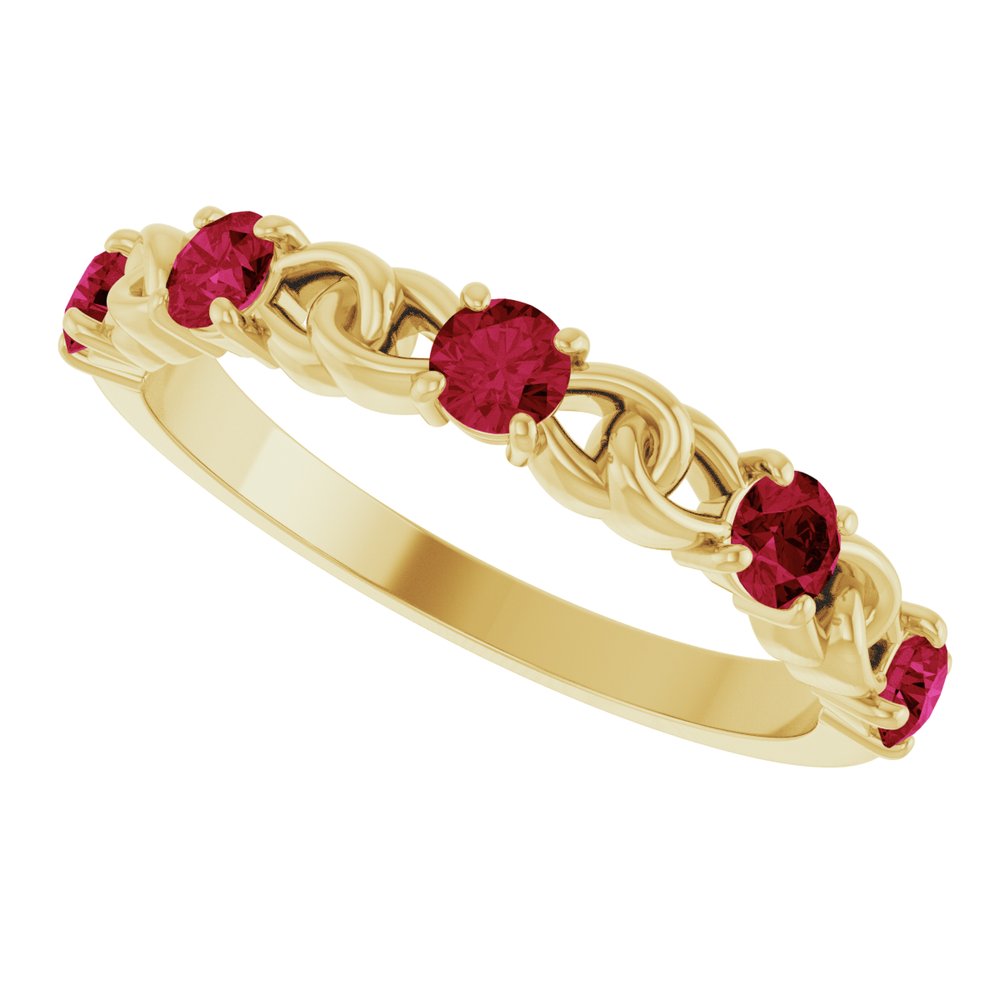 14K Yellow Natural Ruby Stackable Ring