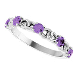 14K White Natural Amethyst Stackable Ring