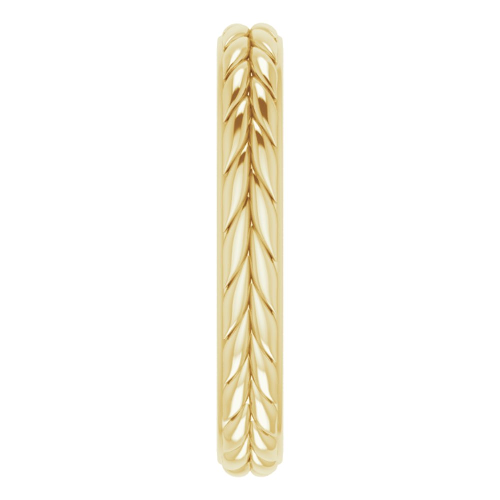 14K Yellow Gold 3 mm Wheat Pattern Flat Band Size 5.5