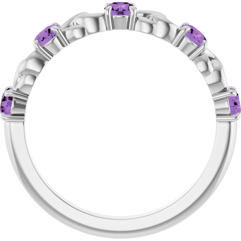 14K White Natural Amethyst Stackable Ring