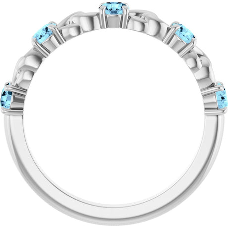 14K White Natural Aquamarine Stackable Ring