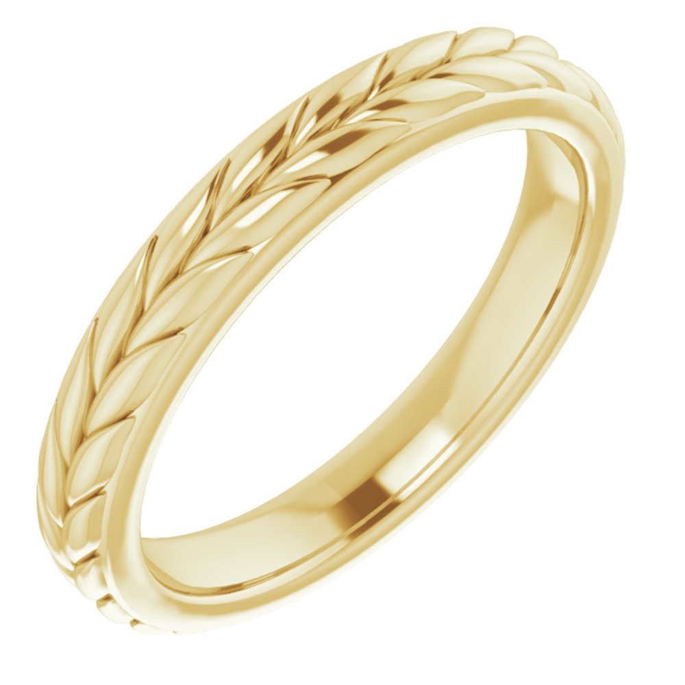 14K Yellow 3 mm Wheat Pattern Flat Band Size 5