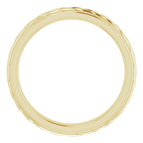 14K Yellow 3 mm Wheat Pattern Flat Band