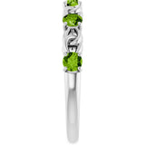 14K White Natural Peridot Stackable Ring