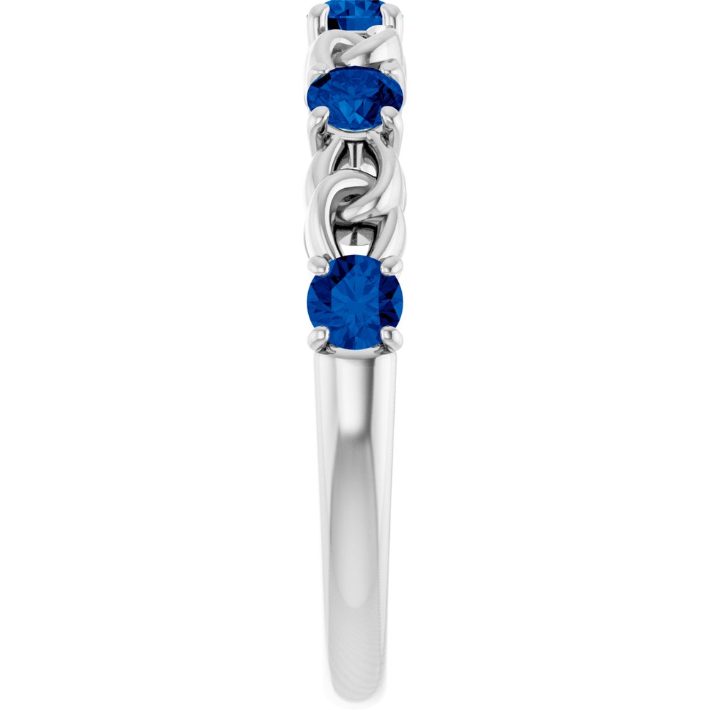 Sterling Silver Lab-Grown Blue Sapphire Stackable Ring