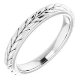 14K White Gold 3 mm Wheat Pattern Flat Band Size 5.5